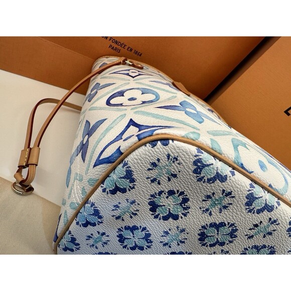 NIB Louis Vuitton Neverfull MM By The Pool Blue M11263 With Pouch 💯% Authentic - Picture 11 of 16